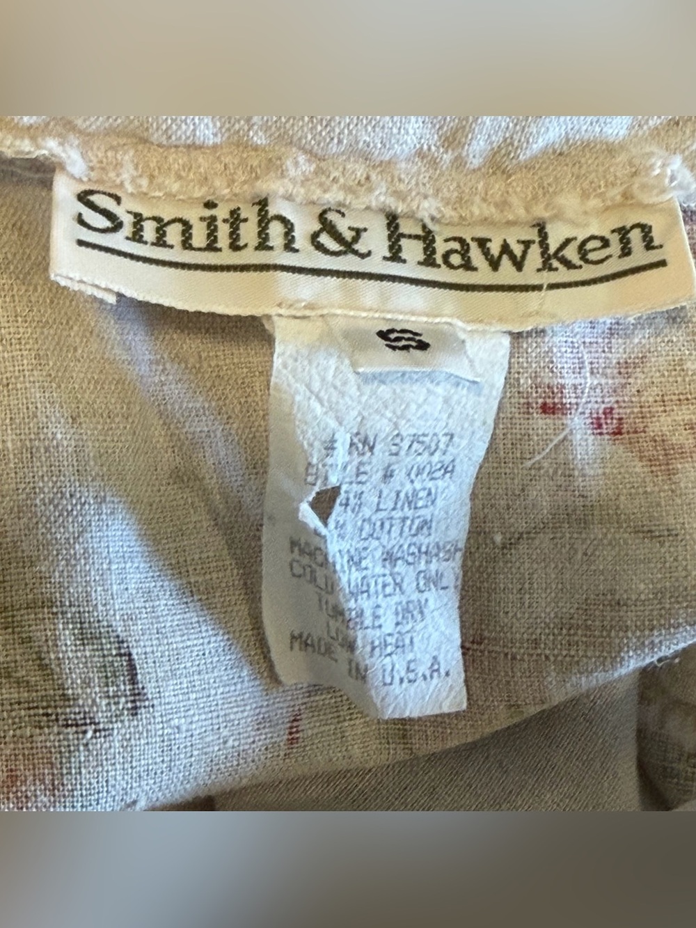 Smith & Hawken Floral Linen-Cotton Cottagecore Maxi Dress Vintage 90s USA Sz S - Picture 7 of 7